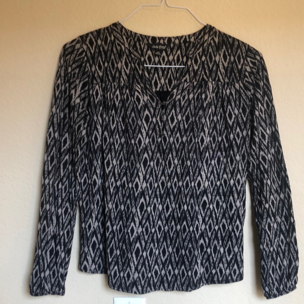 Lucky tan and black knit blouse